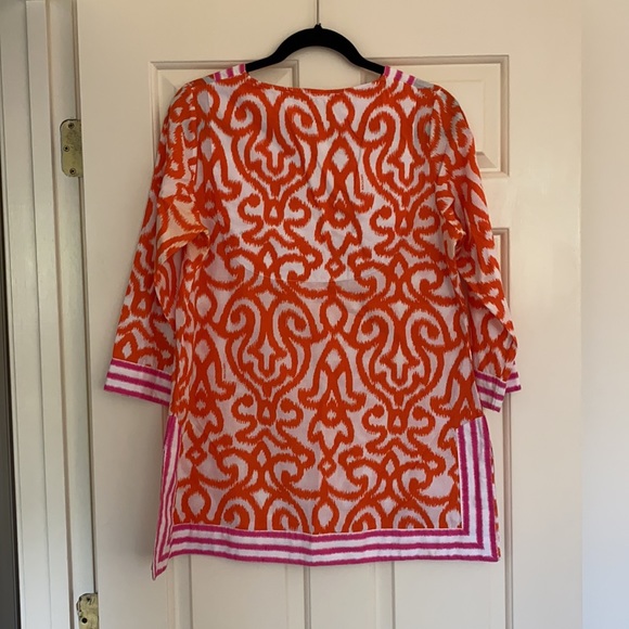 Gretchen Scott Designs pink orange cotton tunic - Picture 6 of 6